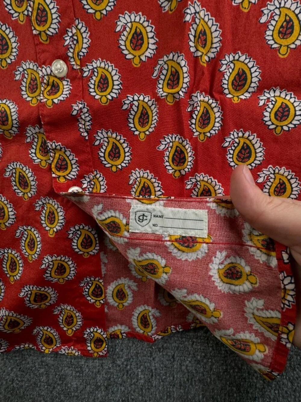 NWT J. Crew Men Red Yellow Paisley Long Sleeve Button Up Shirt Medium Classic